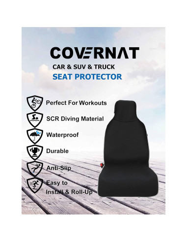 Cubierta de Asiento de Coche COVERNAT Neopreno Negro Resistente