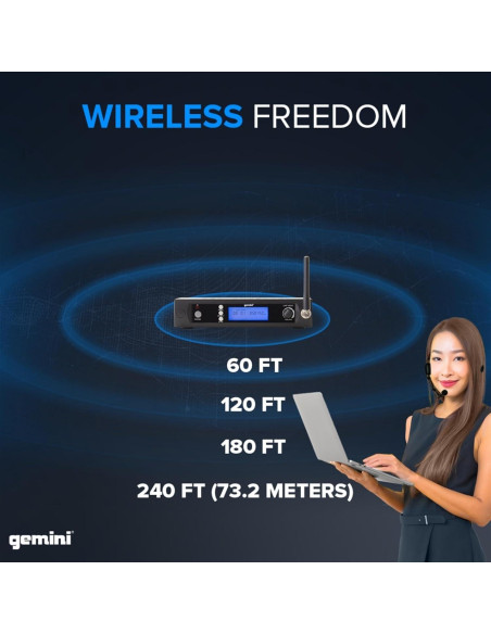 Sistema de Micrófono Inalámbrico Gemini Sound UHF-6200HL - 2 Micrófonos