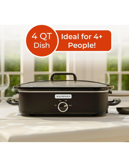Olla de Cocción Lenta Magnifique 4 Cuartos Negra Ovalada