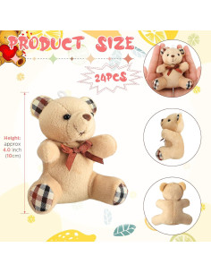 Mini Osos de Peluche HyDren 24 Pcs 10 cm Suaves para Fiesta 2