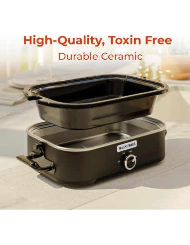 Olla de Cocción Lenta Magnifique 4 Cuartos Negra Ovalada