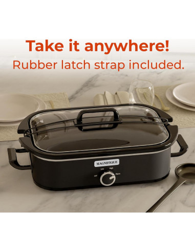 Olla de Cocción Lenta Magnifique 4 Cuartos Negra Ovalada
