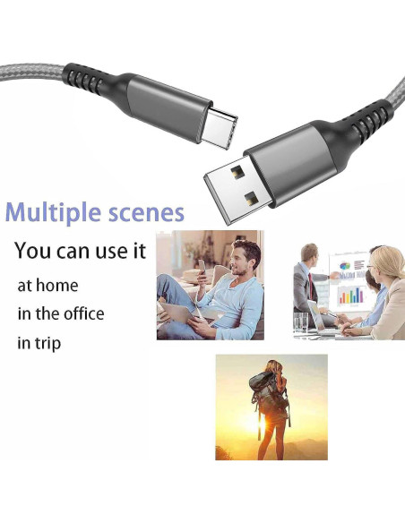 Cable de Carga Rápida USB Tipo C Awnuwuy 10FT Gris