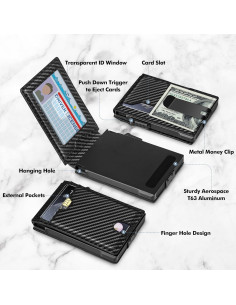 Billetera Minimalista Vandz HC-6 con Bloqueo RFID - Fibra de Carbono 2