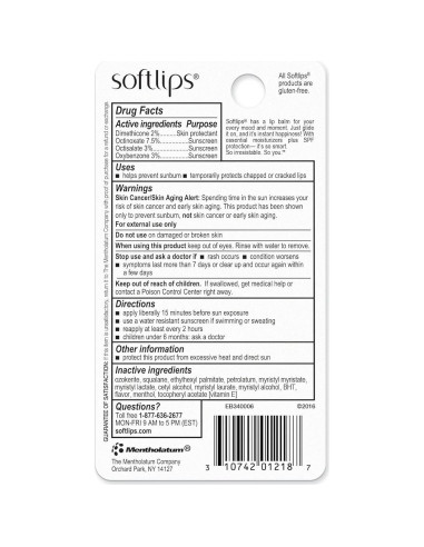 Bálsamo Labial Softlips Vainilla SPF 20 Hidratante Paquete 2