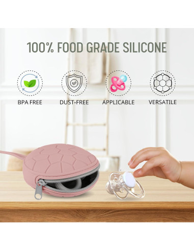 Funda de Chupete de Silicona Nothomme - 2 Paquetes Rosa Claro/Mauve