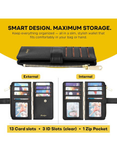 Tarjetero Badiya para Mujeres con Bloqueo RFID - Cartera Slim Bifold 2