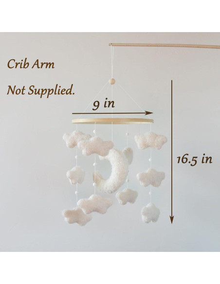 Móvil de Cuna Boho Goukurlsma Nube Luna 23 cm Ecológico