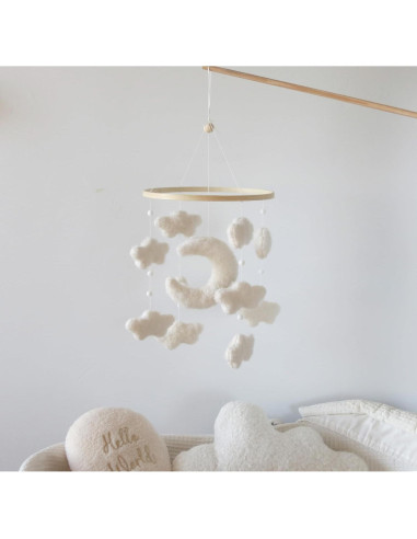 Móvil de Cuna Boho Goukurlsma Nube Luna 23 cm Ecológico