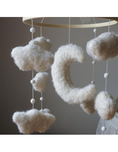 Móvil de Cuna Boho Goukurlsma Nube Luna 23 cm Ecológico