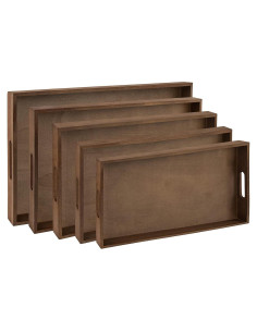 Juego de 5 Bandejas de Madera Oscura Hammont para Servir