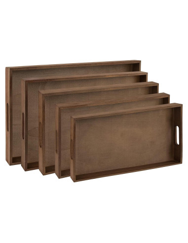 Juego de 5 Bandejas de Madera Oscura Hammont para Servir