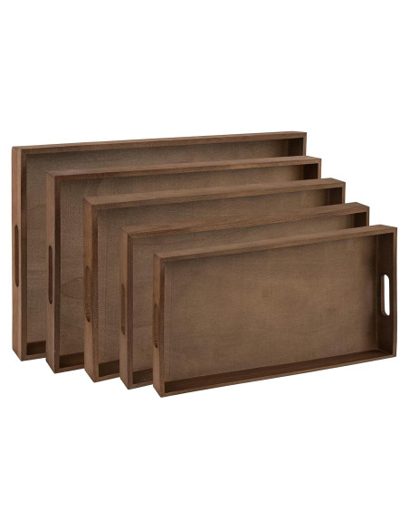 Juego de 5 Bandejas de Madera Oscura Hammont para Servir