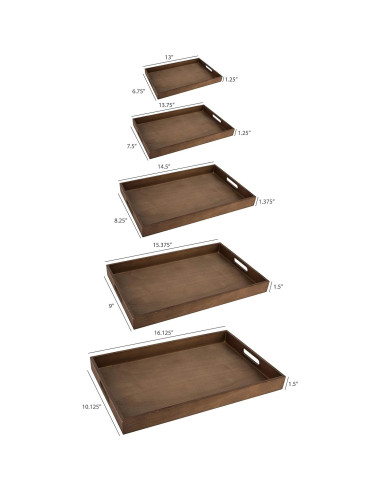 Juego de 5 Bandejas de Madera Oscura Hammont para Servir