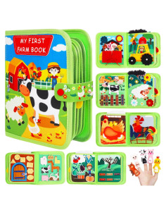 Libro Ocupado Montessori Lemrok Granja 19x6.6 cm para Niños 1-3 Años