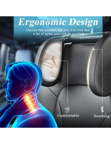 Almohada Reposacabezas Ajustable VniYors Negro x 2 - Viajes