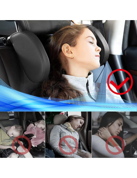 Almohada Reposacabezas Ajustable VniYors Negro x 2 - Viajes