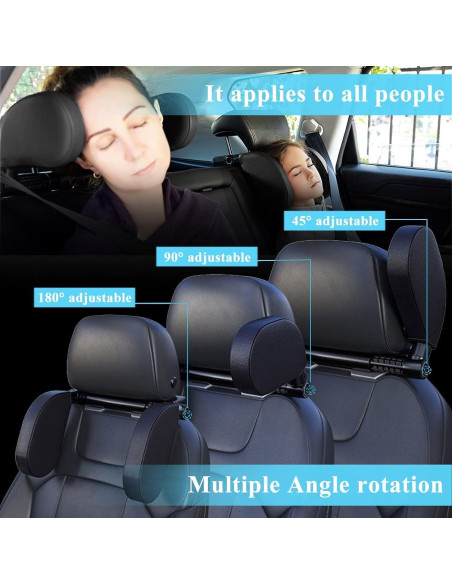 Almohada Reposacabezas Ajustable VniYors Negro x 2 - Viajes