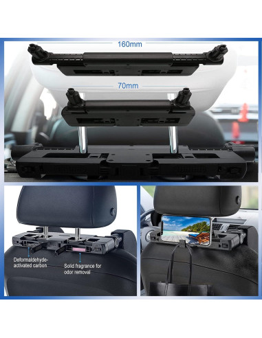 Almohada Reposacabezas Ajustable VniYors Negro x 2 - Viajes