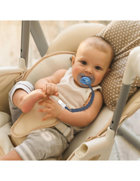 Clip de Chupete de Silicona Gris Oscuro - Paquete de 4