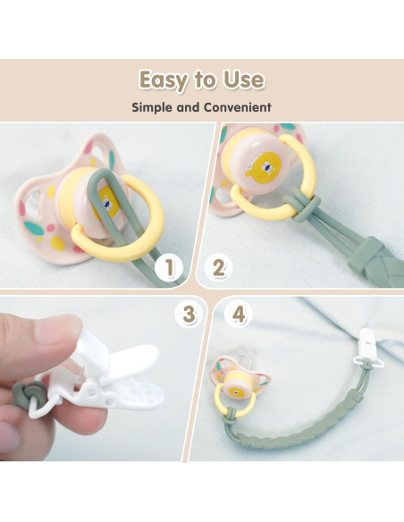 Clip de Chupete de Silicona Gris Oscuro - Paquete de 4