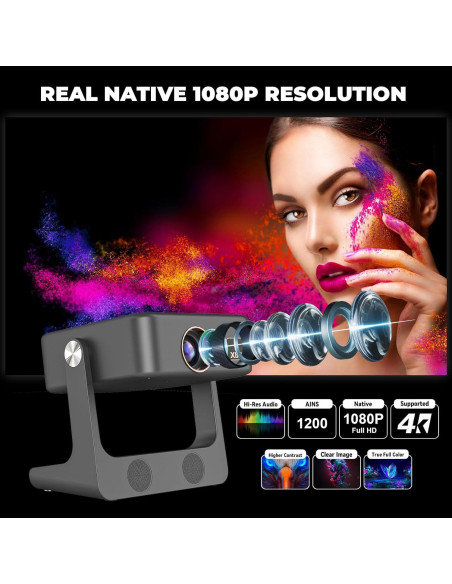 Proyector Portátil XBJ D1 Nativo 1080P 1200 ANSI WiFi Bluetooth