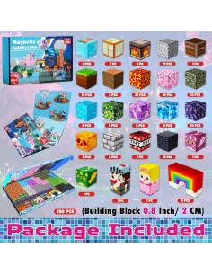 150 Bloques Magnéticos Magneverse 0.8" para Niños 3+ 2