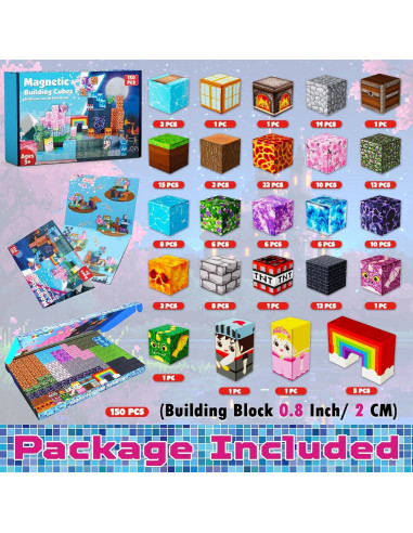 150 Bloques Magnéticos Magneverse 0.8" para Niños 3+