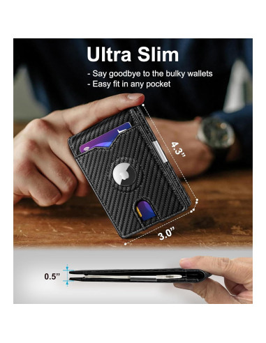 Billetera delgada para hombres MIYOZI con clip y bloqueo RFID