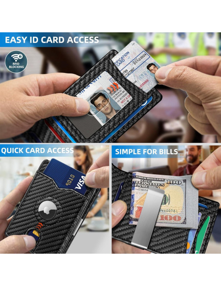 Billetera delgada para hombres MIYOZI con clip y bloqueo RFID