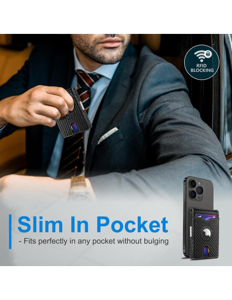 Billetera delgada para hombres MIYOZI con clip y bloqueo RFID