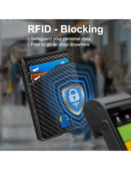 Billetera delgada para hombres MIYOZI con clip y bloqueo RFID