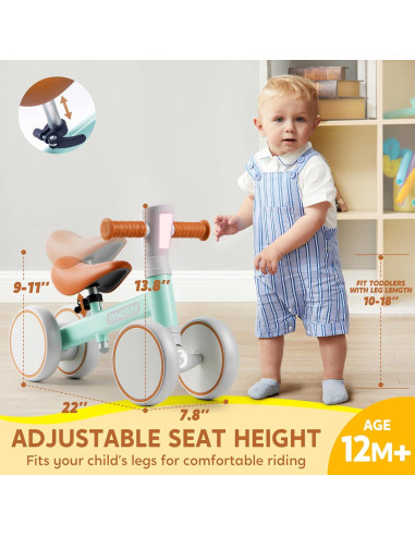Bicicleta de Equilibrio SYNCFUN Verde para Bebés 1-2 Años
