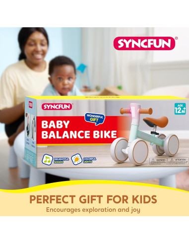 Bicicleta de Equilibrio SYNCFUN Verde para Bebés 1-2 Años