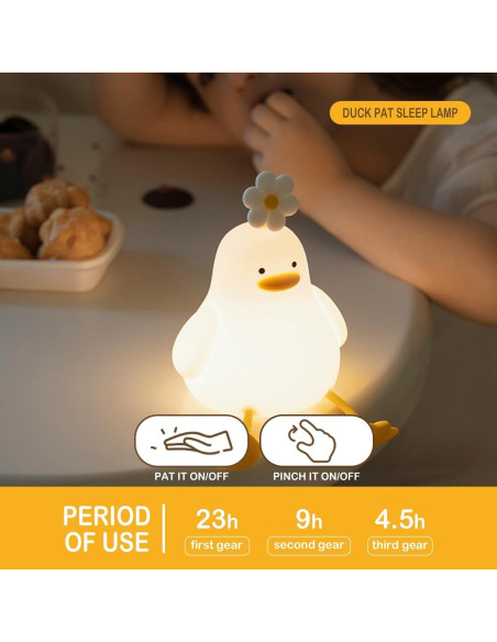 Lámpara Nocturna Pato Flor Icotoibabie Regulable 3 Niveles