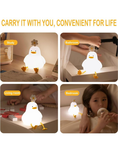 Lámpara Nocturna Pato Flor Icotoibabie Regulable 3 Niveles
