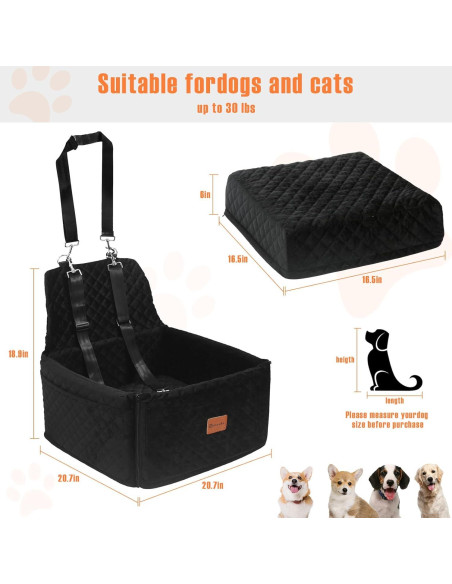 Asiento de Coche para Perros Neispuke, Desmontable y Lavable, 50x51x51cm