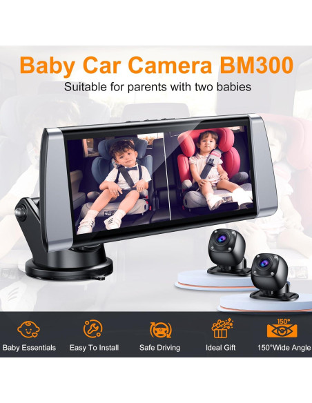 Cámara de Auto para Bebés BOEYOS BM300 - Pantalla 7" HD 1080P