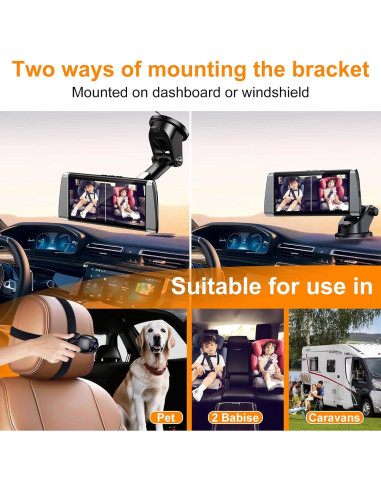 Cámara de Auto para Bebés BOEYOS BM300 - Pantalla 7" HD 1080P