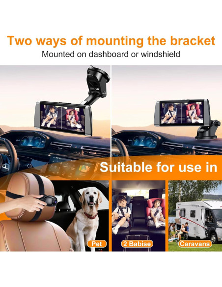 Cámara de Auto para Bebés BOEYOS BM300 - Pantalla 7" HD 1080P