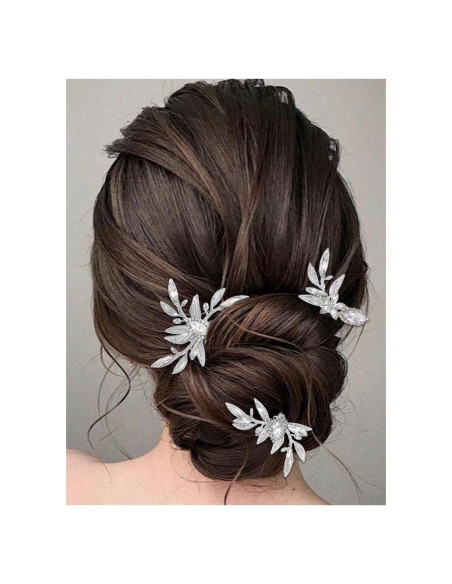 Pinzas de Pelo de Novia JAKAWIN con Cristales Plata 10x6 cm Pinzas de Pelo de Novia JAKAWIN con Cristales Plata 10x6 cm