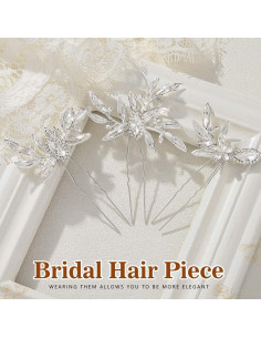 Pinzas de Pelo de Novia JAKAWIN con Cristales Plata 10x6 cm 2