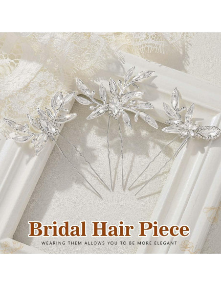 Pinzas de Pelo de Novia JAKAWIN con Cristales Plata 10x6 cm Pinzas de Pelo de Novia JAKAWIN con Cristales Plata 10x6 cm