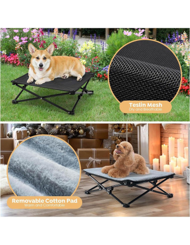 Cama Elevada para Perros Veehoo 73.7x73.7cm Plegable 2 en 1