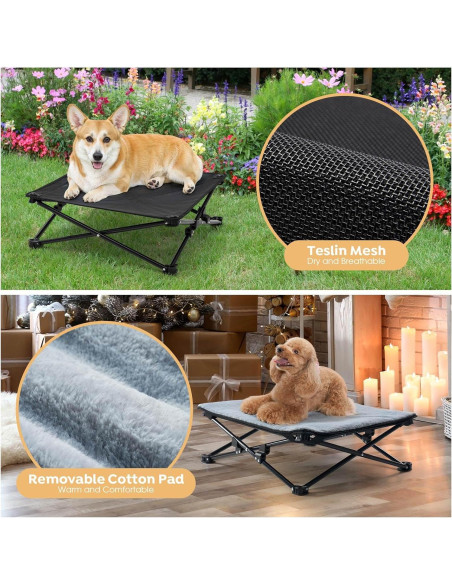 Cama Elevada para Perros Veehoo 73.7x73.7cm Plegable 2 en 1