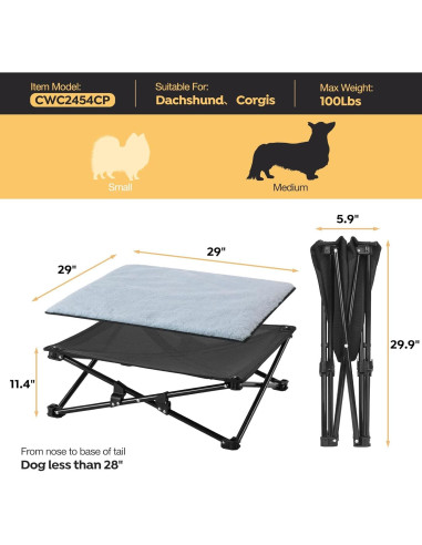 Cama Elevada para Perros Veehoo 73.7x73.7cm Plegable 2 en 1