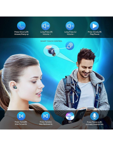 Auriculares Bluetooth 5.3 Volt Plus Tech con Estuche 2000mAh