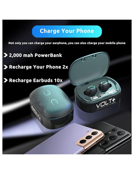 Auriculares Bluetooth 5.3 Volt Plus Tech con Estuche 2000mAh