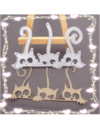 Troqueles de Corte de Metal MSCHEFAY para Scrapbooking 3 Pcs Gatos