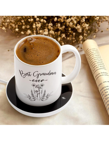 Taza Blanca LiqCool 11 Oz con Posavasos Calentador Inteligente